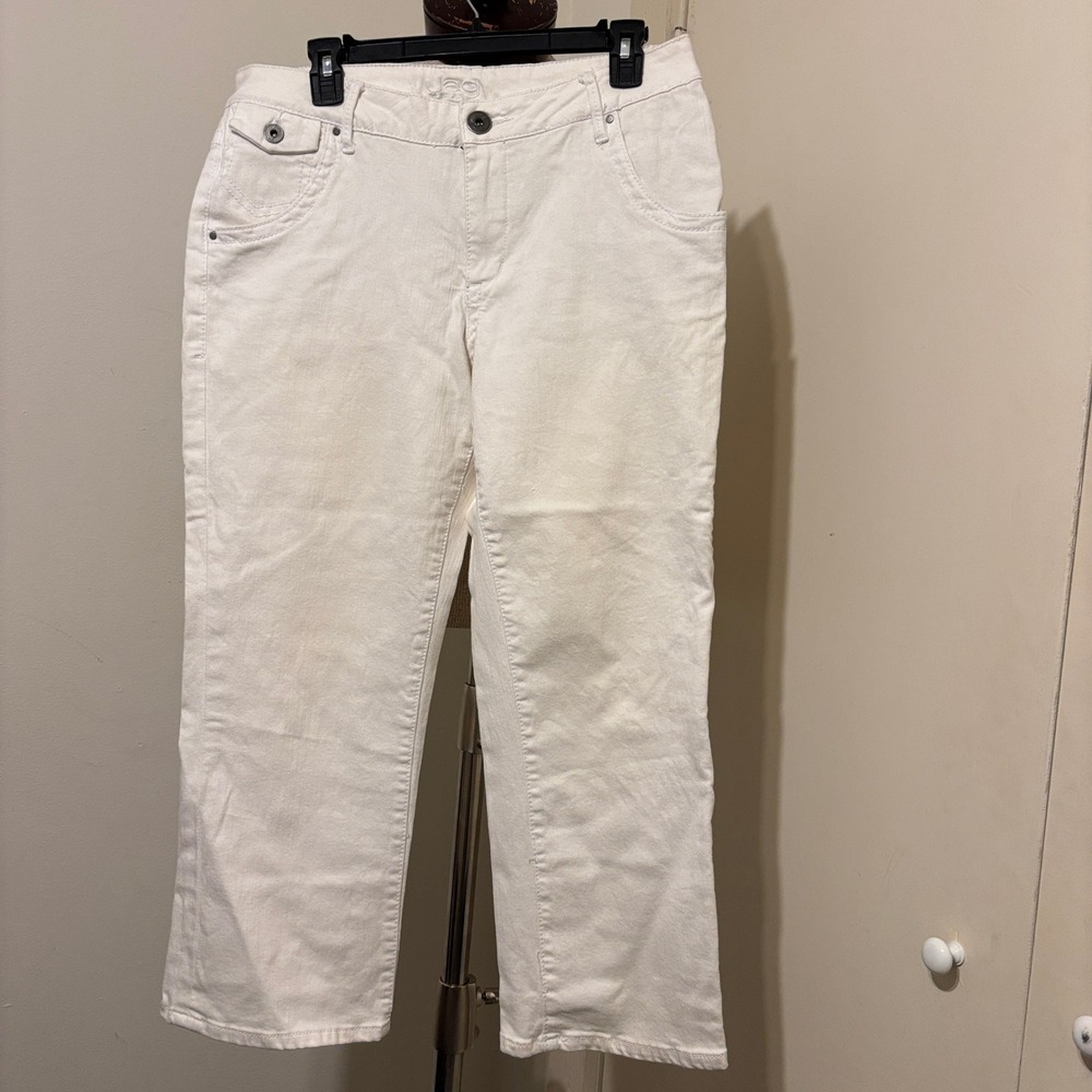 Jag Jeans Womens White Stretch Denim Straight Leg Flap Pocket Pants Size 14